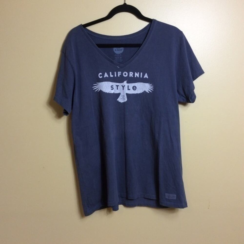Life is good. Crusher T-shirt California style. V-neck. XL. Gray.